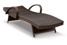 Signature Design by Ashley Kantana 2 Outdoor Chaise Lounge Chairs and End Tabl