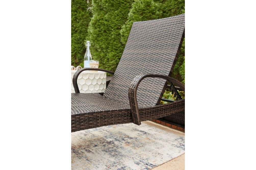 Signature Design by Ashley Kantana 2 Outdoor Chaise Lounge Chairs and End Tabl