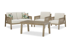 Signature Design by Ashley Barn Cove Outdoor Loveseat, 2 Lounge Chairs and Cof