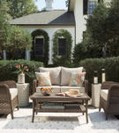 Signature Design by Ashley Clear Ridge Outdoor Loveseat, 2 Lounge Chairs and C