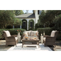 Signature Design by Ashley Clear Ridge Outdoor Loveseat, 2 Lounge Chairs and C