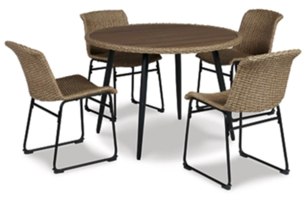 Signature Design by Ashley Amaris Outdoor Dining Table with 4 Chairs-Brown/Bla