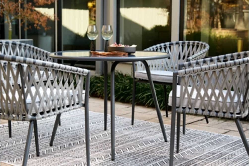 Signature Design by Ashley Palm Bliss Outdoor Dining Table with 2 Chairs-Gray
