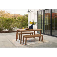 Signature Design by Ashley Janiyah Outdoor Dining Table with 2 Benches-Light B