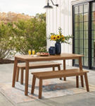 Signature Design by Ashley Janiyah Outdoor Dining Table with 2 Benches-Light B