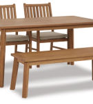 Signature Design by Ashley Janiyah Outdoor Dining Table with 2 Chairs and Benc