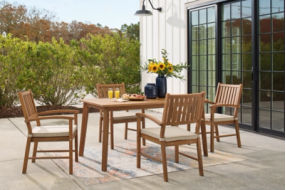 Signature Design by Ashley Janiyah Outdoor Dining Table with 4 Chairs-Light Br