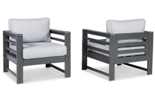 Signature Design by Ashley Amora Outdoor Loveseat, 2 Lounge Chairs and Coffee