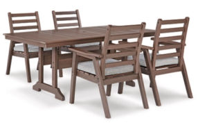 Signature Design by Ashley Emmeline Outdoor Dining Table with 4 Chairs-Brown