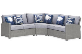 Signature Design by Ashley Naples Beach 3-Piece Outdoor Sectional-Light Gray