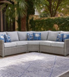 Signature Design by Ashley Naples Beach 3-Piece Outdoor Sectional-Light Gray