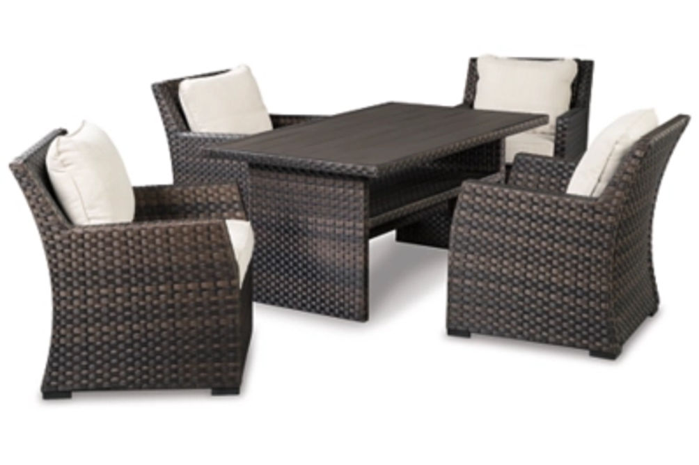 Signature Design by Ashley Easy Isle Outdoor Dining Table and 4 Chairs-Dark Br