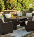 Signature Design by Ashley Easy Isle Outdoor Dining Table and 4 Chairs-Dark Br