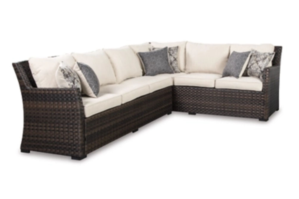 Signature Design by Ashley Easy Isle 3-Piece Outdoor Sofa Sectional with Table