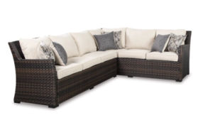 Signature Design by Ashley Easy Isle 3-Piece Outdoor Sofa Sectional with Table