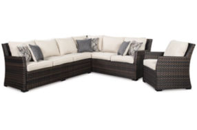 Signature Design by Ashley Easy Isle Sofa Sectional and 2 Lounge Chairs-Dark B