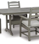 Signature Design by Ashley Visola Outdoor Dining Table with 4 Chairs-Gray