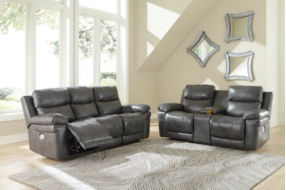 Signature Design by Ashley Edmar Power Reclining Sofa and Loveseat-Charcoal
