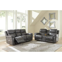 Signature Design by Ashley Edmar Power Reclining Sofa and Loveseat-Charcoal