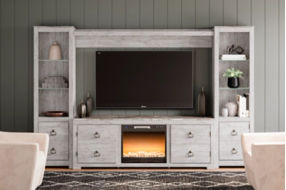 Signature Design by Ashley Willowton 4-Piece Entertainment Center with Electri