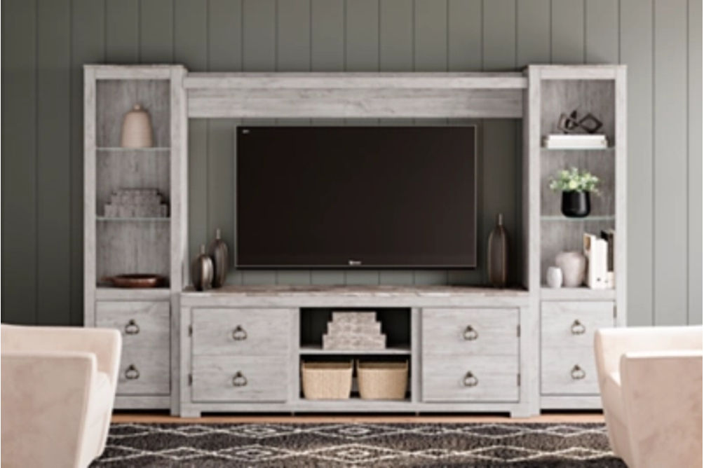 Signature Design by Ashley Willowton 4-Piece Entertainment Center-Whitewash