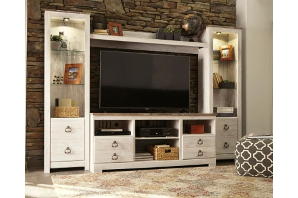 Signature Design by Ashley Willowton 4-Piece Entertainment Center-Whitewash