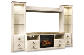 Signature Design by Ashley Willowton 4-Piece Entertainment Center with Electri