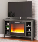 Signature Design by Ashley Arlenbry Corner TV Stand with Electric Fireplace-Gr