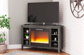 Signature Design by Ashley Arlenbry Corner TV Stand with Electric Fireplace-Gr