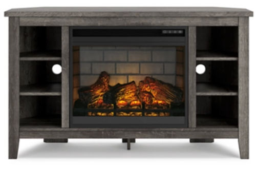 Signature Design by Ashley Arlenbry Corner TV Stand with Electric Fireplace-Gr