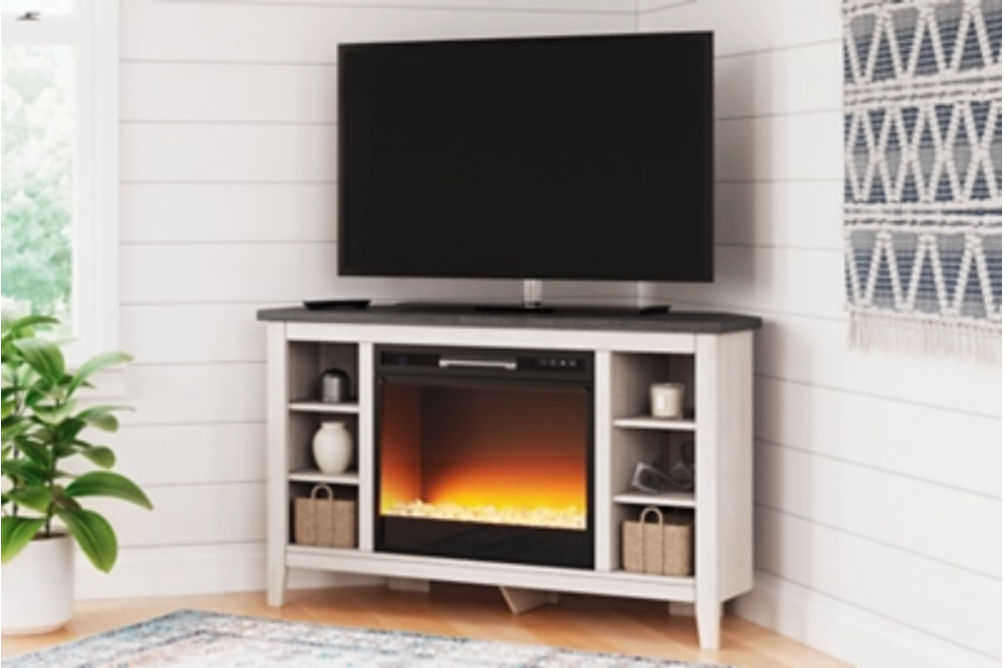 Signature Design by Ashley Dorrinson Corner TV Stand with Electric Fireplace-T