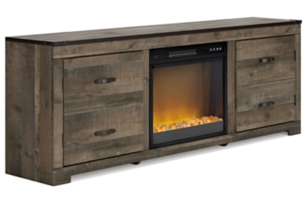 Signature Design by Ashley Trinell TV Stand with Electric Fireplace-Brown