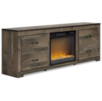 Signature Design by Ashley Trinell TV Stand with Electric Fireplace-Brown