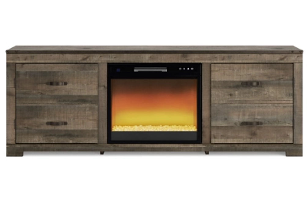 Signature Design by Ashley Trinell TV Stand with Electric Fireplace-Brown