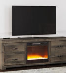 Signature Design by Ashley Trinell TV Stand with Electric Fireplace-Brown