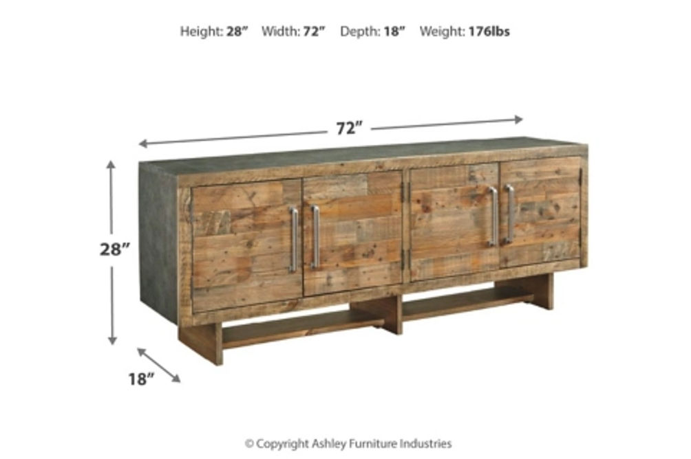 Mozanburg 72 in TV StandLight Brown XL TV Stand