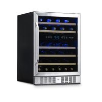 NewAir - 24 Built-in 46 Bottle Dual Zone Compressor Wine Cooler with Beech Wood Shelves - Stainles