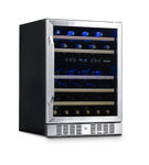 NewAir - 24 Built-in 46 Bottle Dual Zone Compressor Wine Cooler with Beech Wood Shelves - Stainles