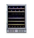 NewAir - 24 Built-in 46 Bottle Dual Zone Compressor Wine Cooler with Beech Wood Shelves - Stainles