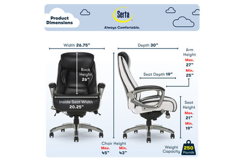 Serta - Lautner Executive Office Chair - Black with White Mesh Accents