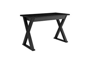 Walker Edison - Glass and Wood Computer Desk - Black