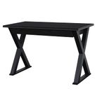 Walker Edison - Glass and Wood Computer Desk - Black