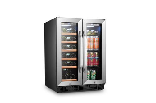 Lanbo - Freestanding/Built-In 23.4'' width 18 Bottle 56 Can Dual Zone Combo Wine and Beverage Coole