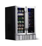 NewAir - 18-Bottle Wine and 60-Can Dual Zone Beverage Cooler - Stainless Steel