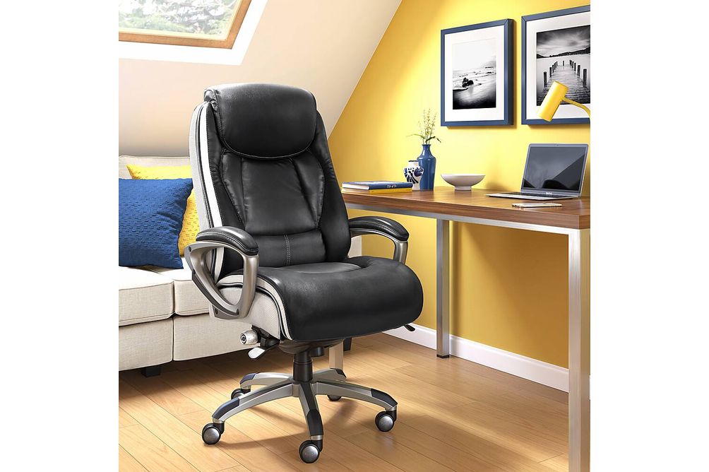 Serta - Lautner Executive Office Chair - Black with White Mesh Accents