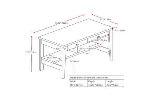 CorLiving WFP-280-D Folio Two Drawer Desk - Dark Brown