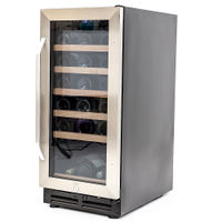 Avanti - Wine Cooler with Wood Accent Shelving, 30 Bottle Capacity, in Stainless Steel