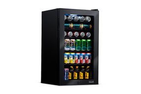 NewAir - 126-Can Beverage Cooler with Glass Door, Adjustable Shelves, 7 Temperature Settings and Lo