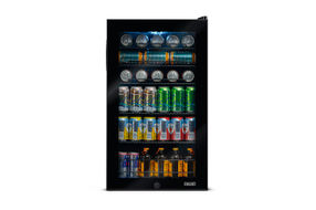 NewAir - 126-Can Beverage Cooler with Glass Door, Adjustable Shelves, 7 Temperature Settings and Lo