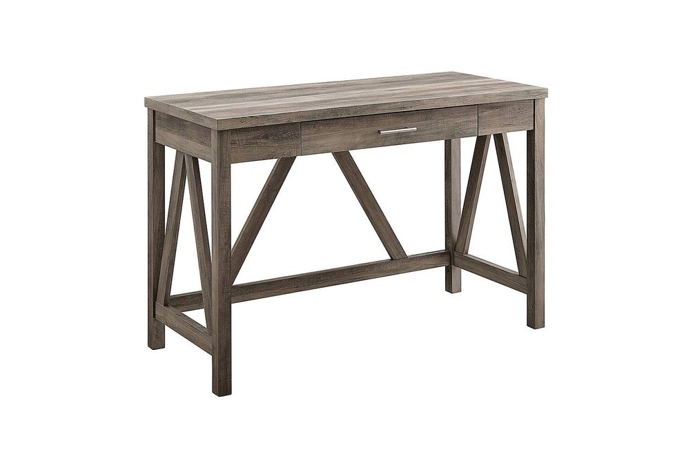 Walker Edison - Rustic Farmhouse A-Frame Computer Desk - Grey Wash